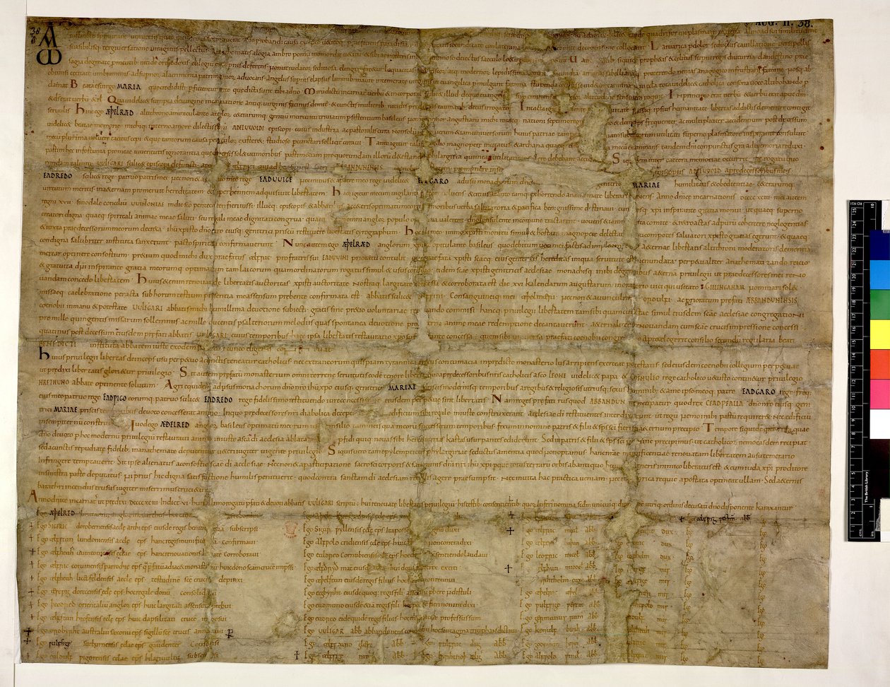 Algodão Augustus ii. 38 f.1 Restituição da Liberdade a Abingdon, 993 (tinta sobre velino) de English School