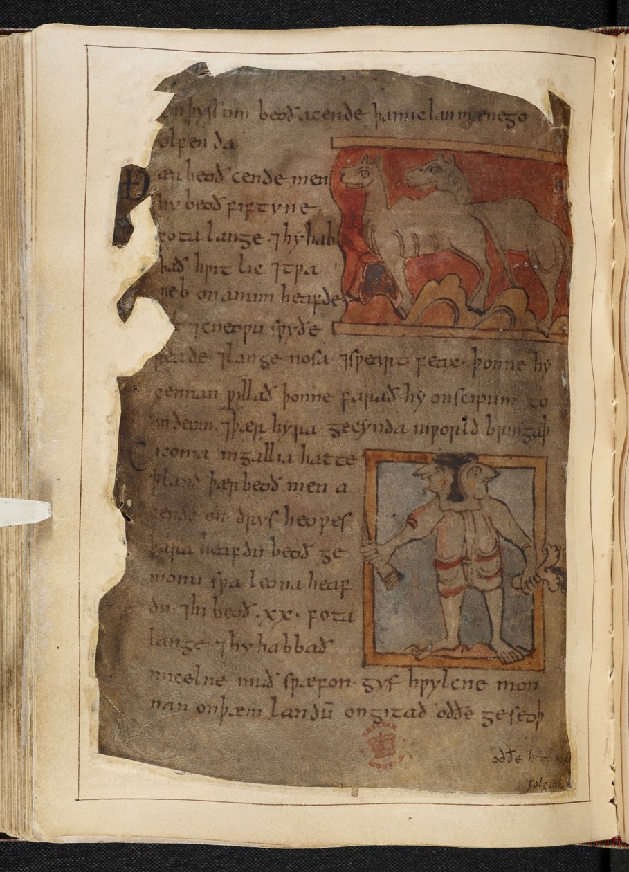 Algodão MS Vitellius A XV f.101v, Beowulf, do 