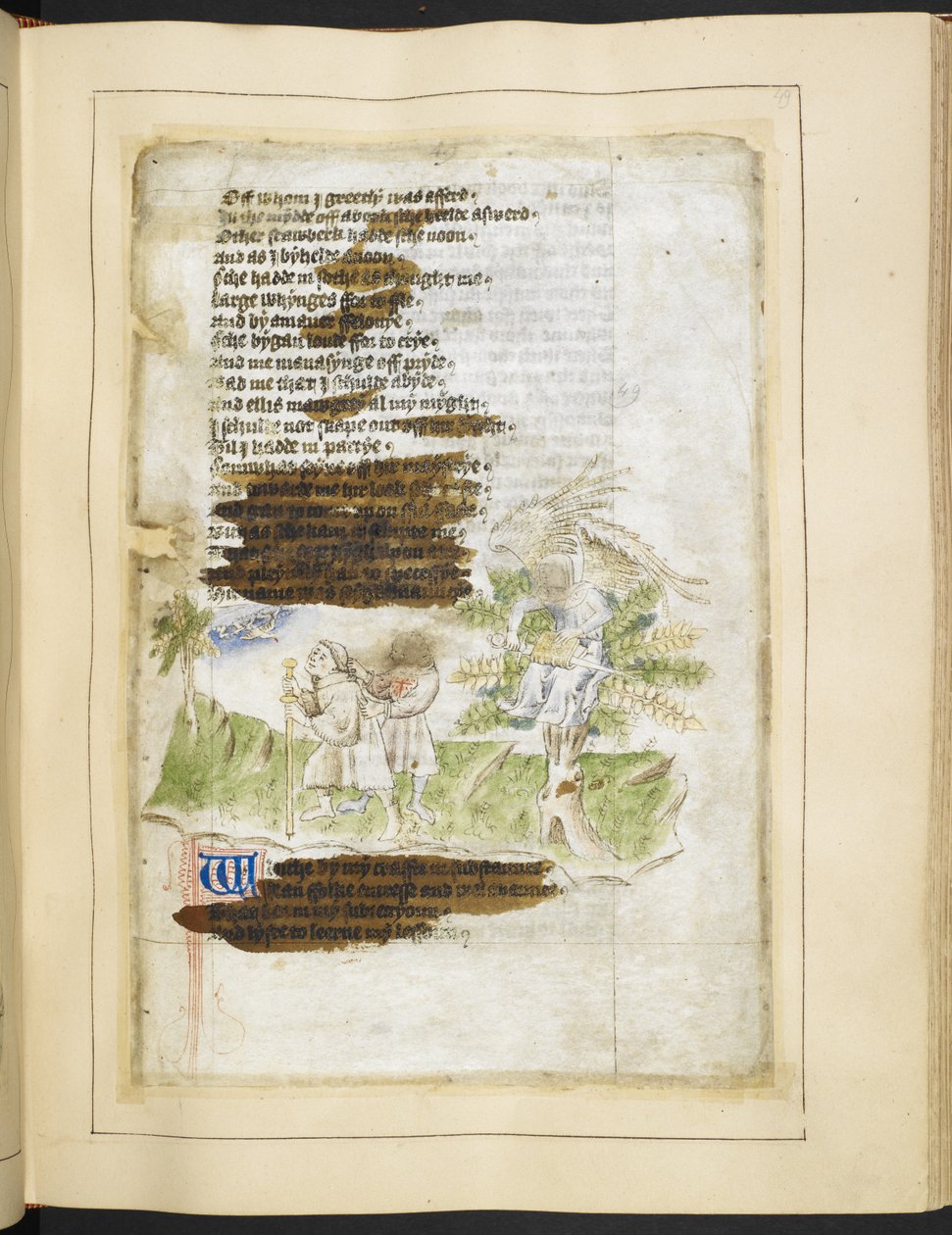 Algodão Sra. Tiberius A vii fol.49 A Personificação da Necromancia (vellum) de English School
