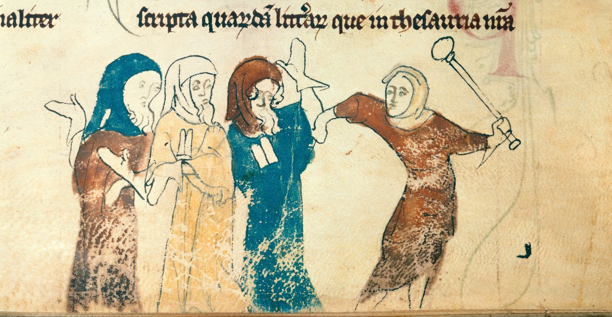 Cotton Nero D. II, f.183v Perseguição aos Judeus, ilustração de 