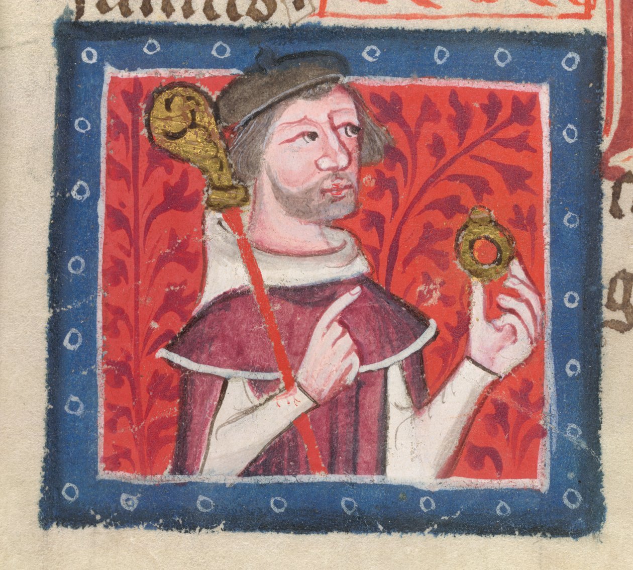 Algodão Nero D VII fol.87v Henrique de Blois, do "Livro de Ouro de St. Albans" de Thomas Walsingham de English School