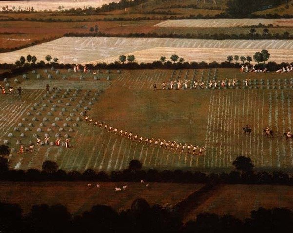 Country Round Dixton Manor, c.1725 (óleo sobre tela) (detalhe de 18102) de English School