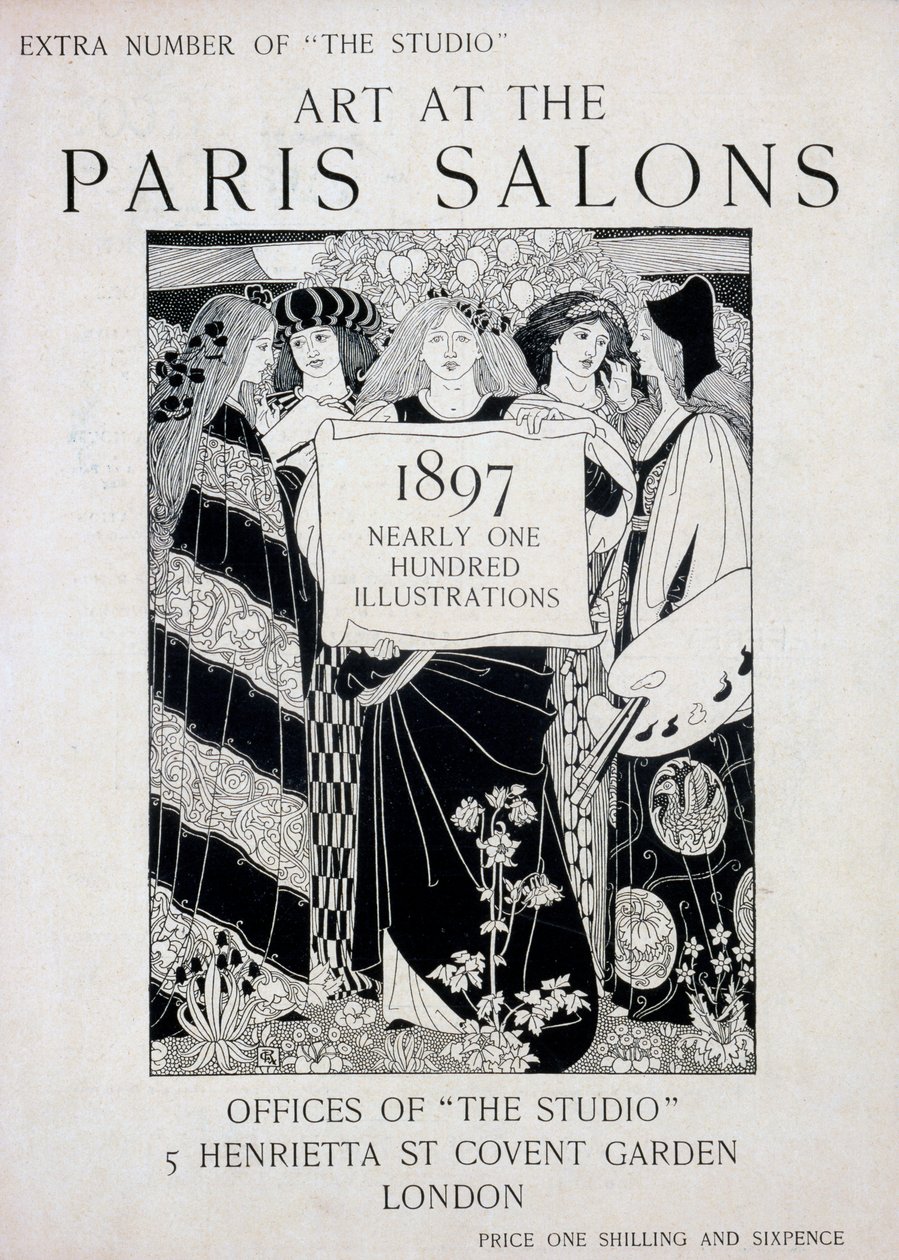 Cover for Art nos Paris Salons, número extra da revista The Studio, 1897 (litografia e tipografia) de English School