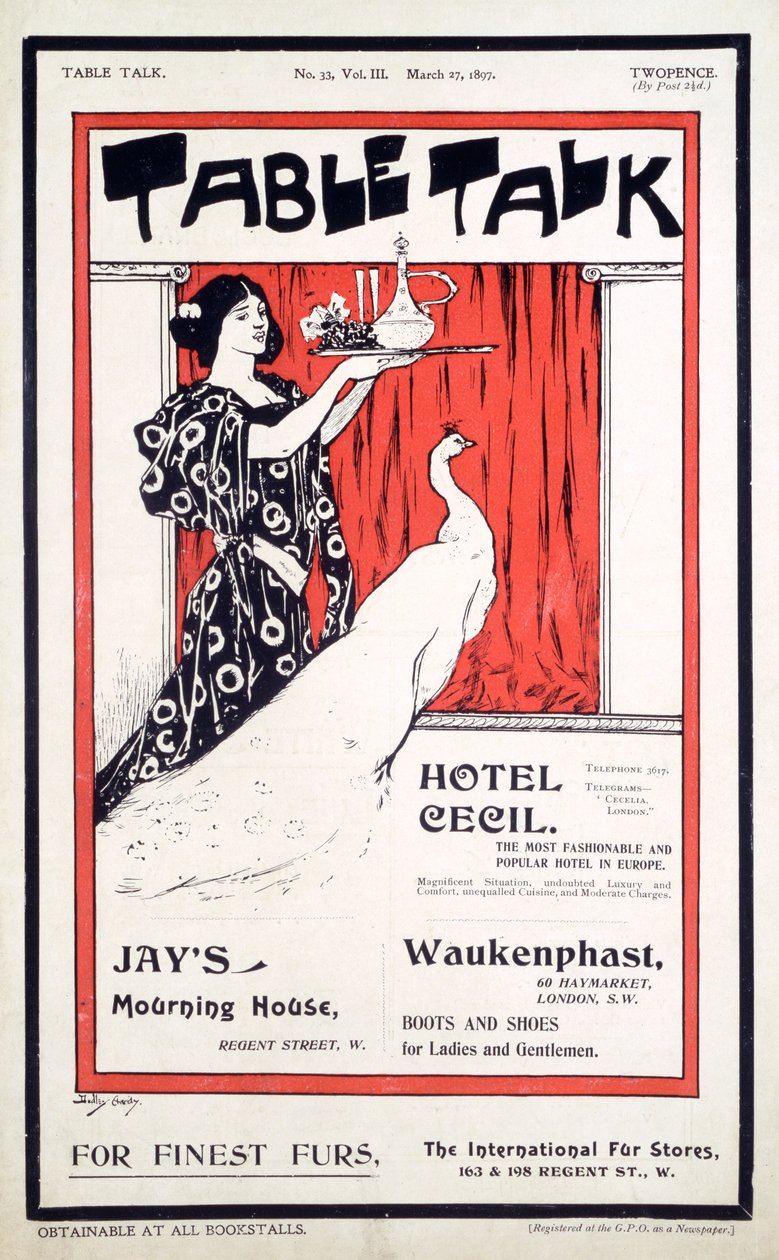Capa da revista Table Talk, 27 de março de 1897 (cor lite e tipografia) de English School