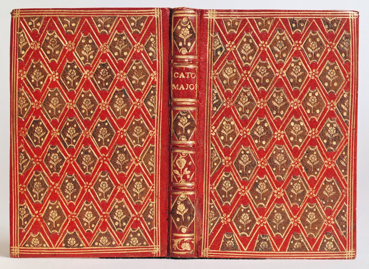Capa de um livro, possivelmente Cato Major de Senectute por Cícero (couro) de English School