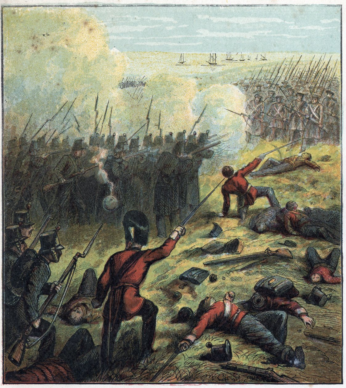 Guerra da Crimeia (1853-1856) entre a Rússia e o Império Otomano: os franceses e britânicos aliados com os turcos para sitiar o porto russo de Sebastopol de 17 de Outubro de 1854 a 8 de Setembro de 1855. O Cerco de Sebastopol de English School