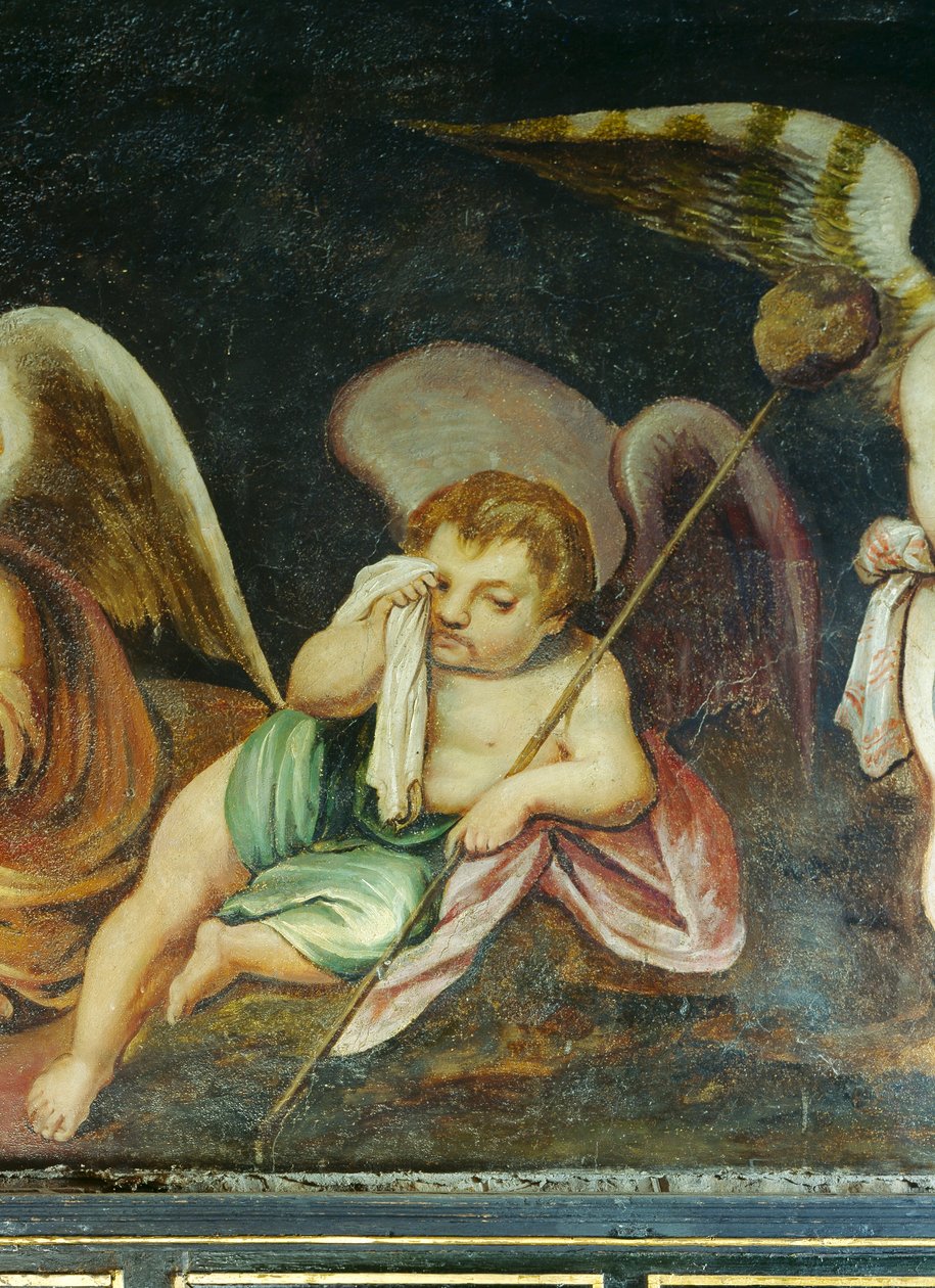 Querubim chorão, detalhe do friso no Quarto do Céu (óleo sobre tela) de English School