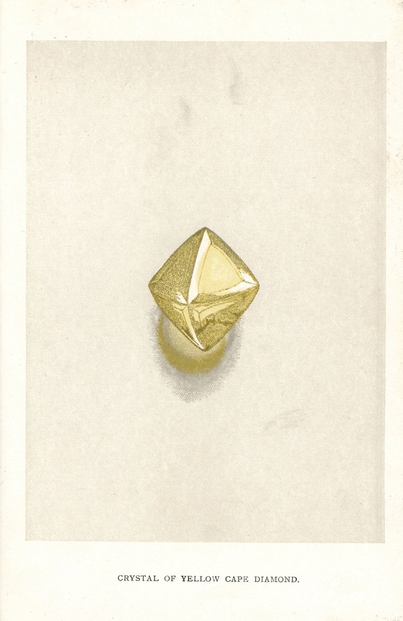 Crystal of Yellow Cape Diamond, de "Precious Stones and Gems" de Edwin Streeter, Londres, George Bell & Sons de English School