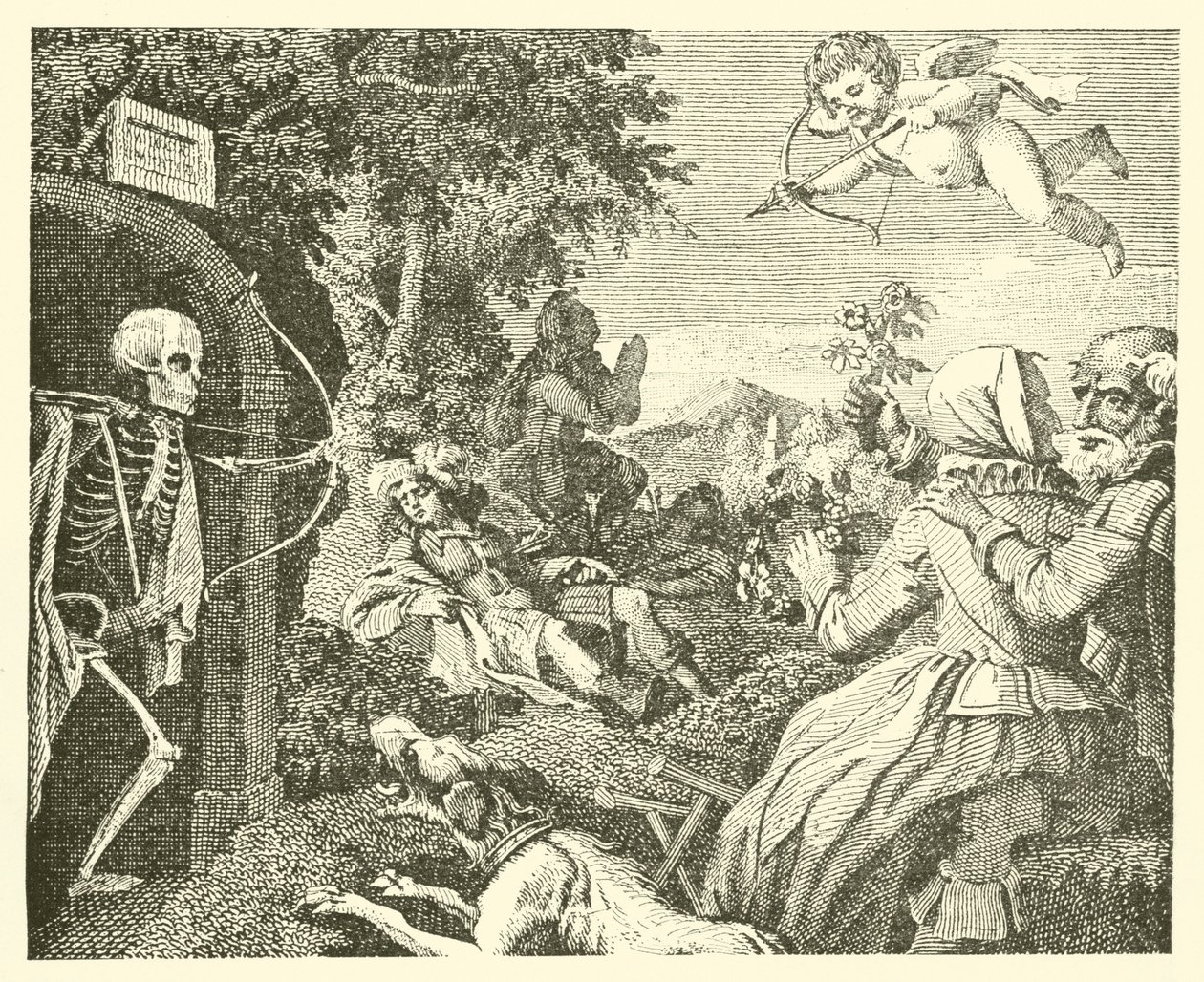 Cupido e morte (gravura) de English School