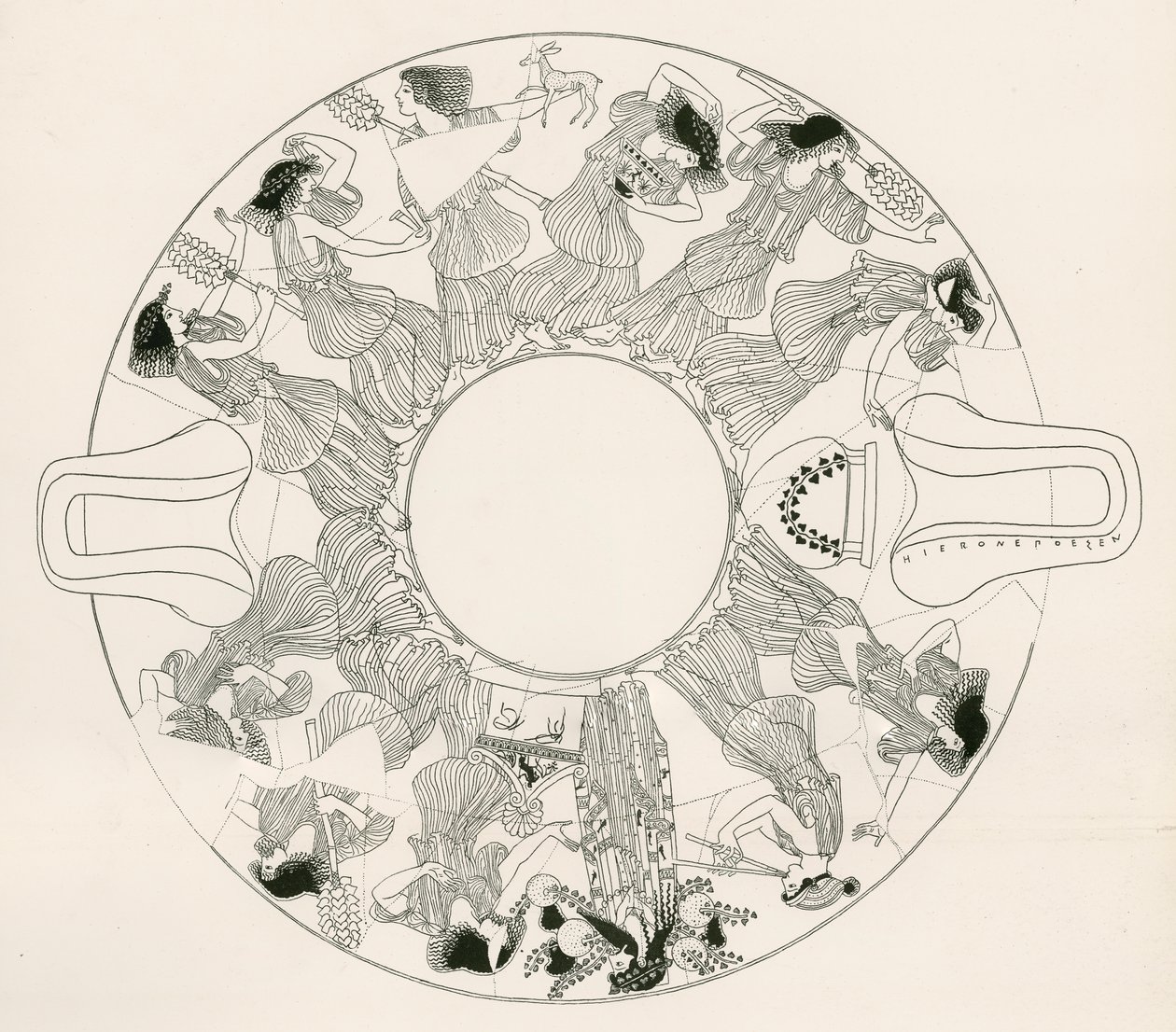 Dança de Maenads para Dionysos (gravura) de English School