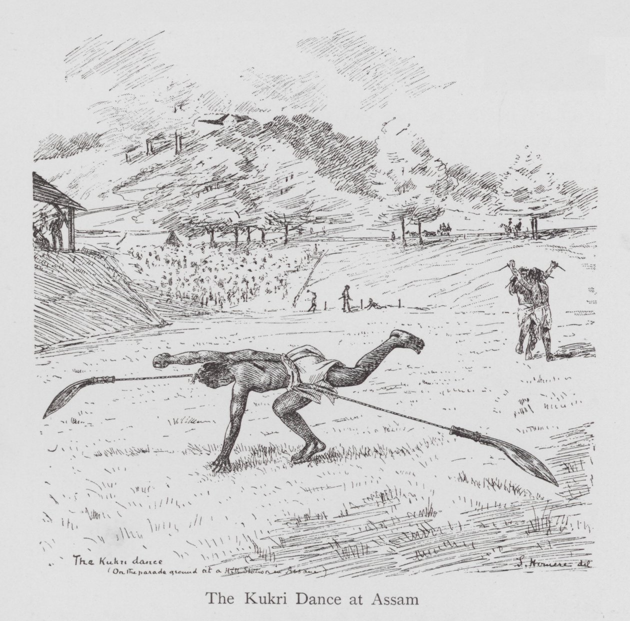 A dançar: A Dança Kukri em Assam (litho) de English School