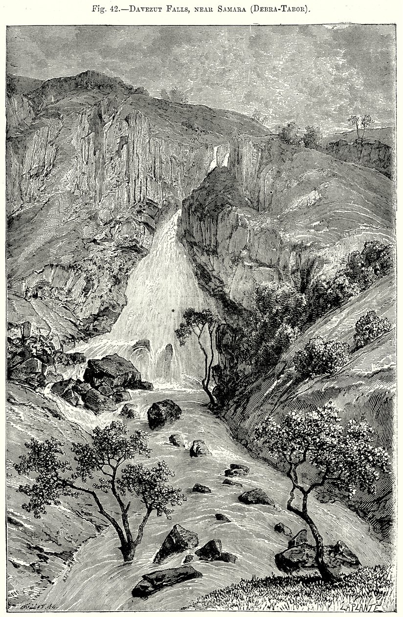 Cascata de Davezut, perto de Samara (Debra-Tabor) (gravura) de English School