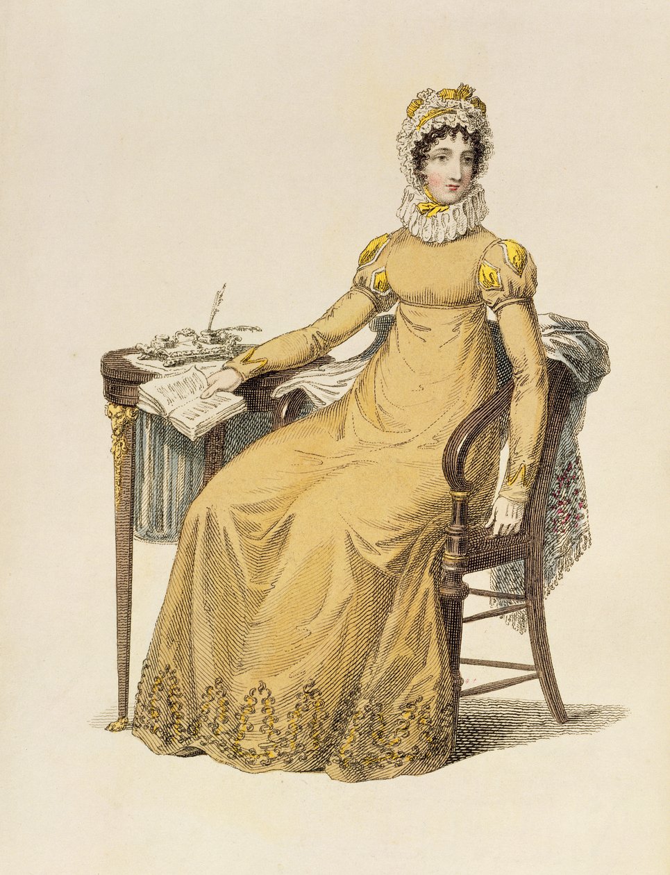 Vestido de dia, placa de moda de Ackermanns Repository of Arts de English School