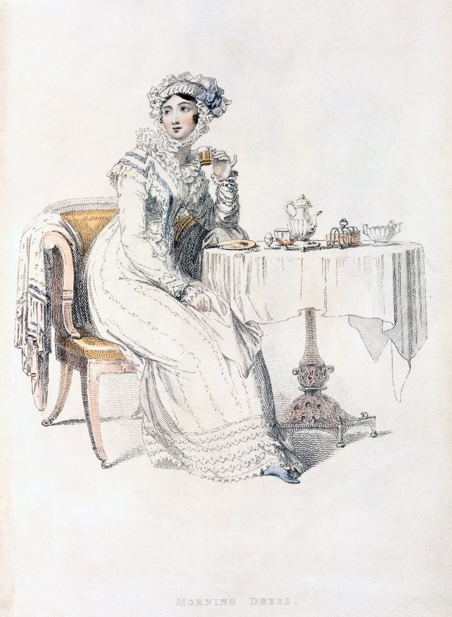 Vestido de dia, placa de moda de Ackermanns Repository of Arts de English School