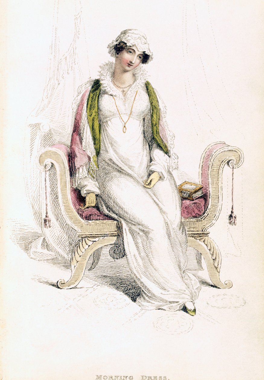 Vestido de dia, placa de moda de Ackermanns Repository of Arts de English School
