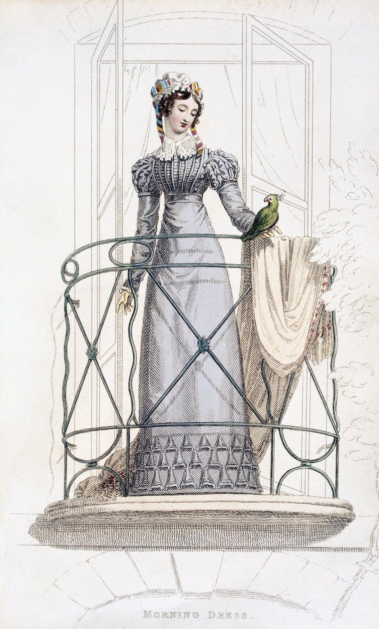 Vestido de dia, placa de moda de Ackermanns Repository of Arts de English School