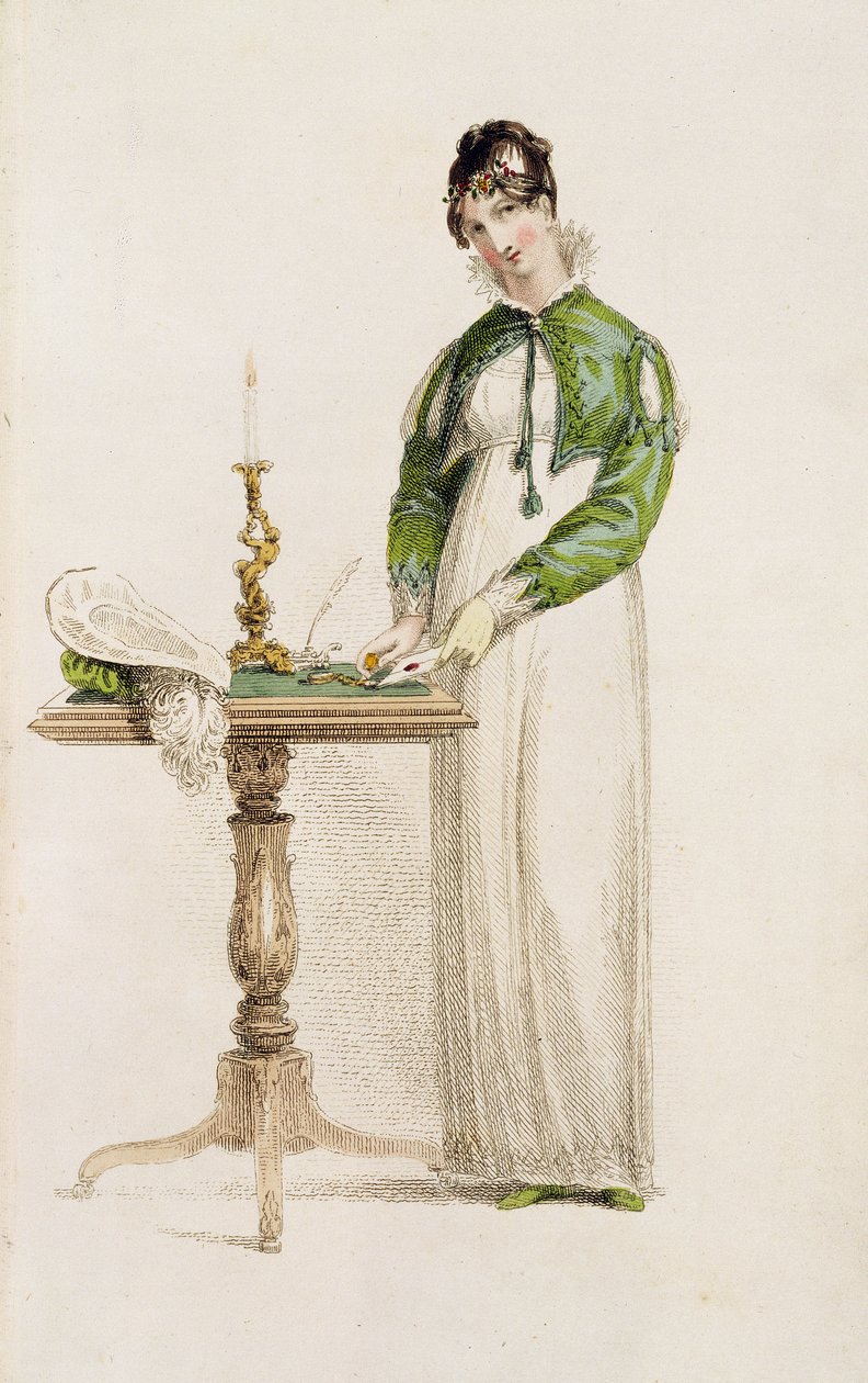Vestido de dia, placa de moda de Ackermanns Repository of Arts de English School