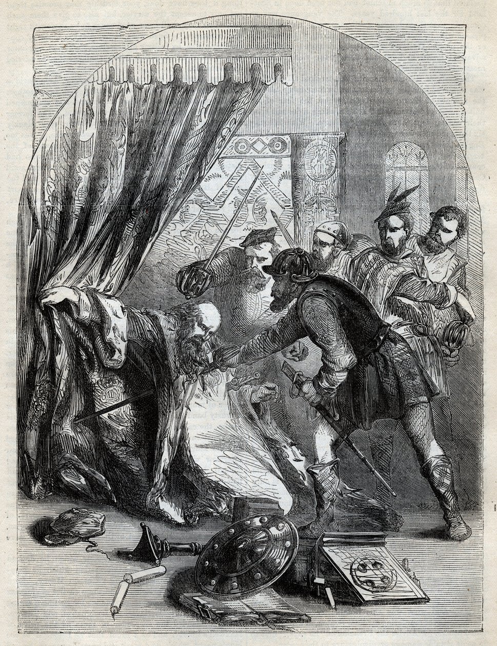 Morte do Cardeal Beaton, 29 de Maio de 1546 - Cardeal David Beaton (c1494-1546), Arcebispo de St. Andrews, assassinado durante a Reforma Escocesa - gravação de "History of England" de Cassell Petter & Galpin, Londres (1890) de English School