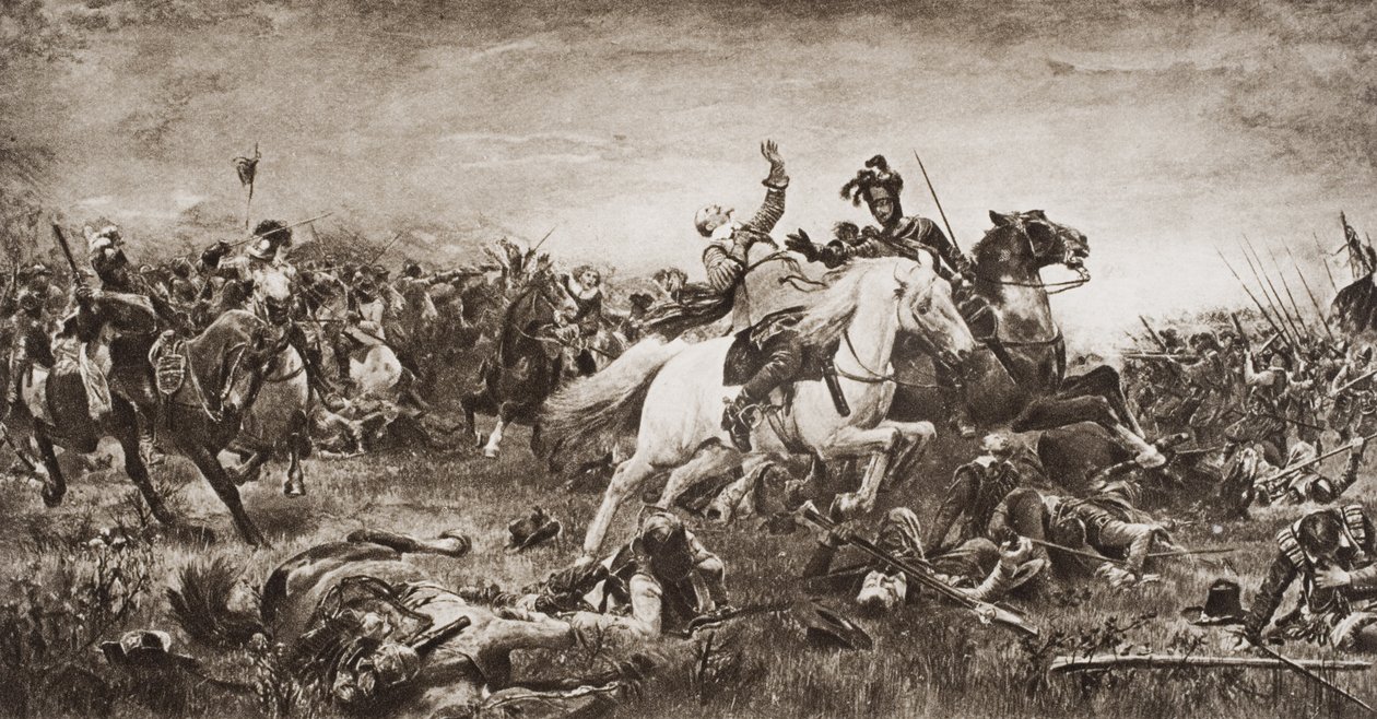 Morte de Gustavus Adolphus, ilustração de &39;The Outline of History&39; de HG Wells, Volume II, publicado em 1920 de English School