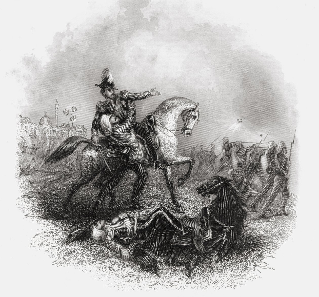 Morte de Sir Henry Montgomery Lawrence, de "A História do Motim Indiano", publicado em 1868 de English School