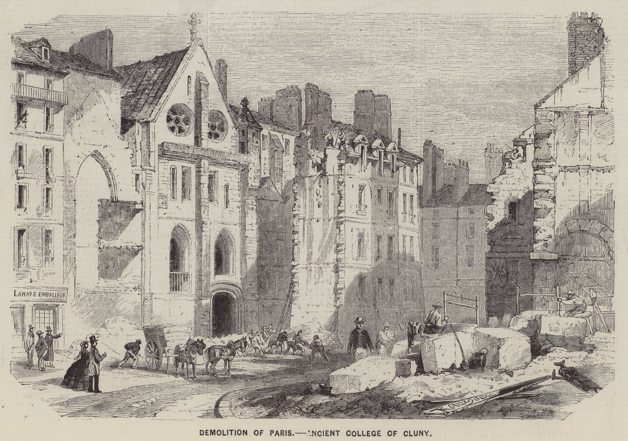 Demolição de Paris, Antigo Colégio de Cluny (gravura) de English School