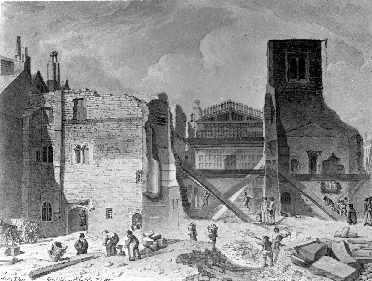 Demolição do Palácio Savoy, Westminster, Londres, 1820 de English School
