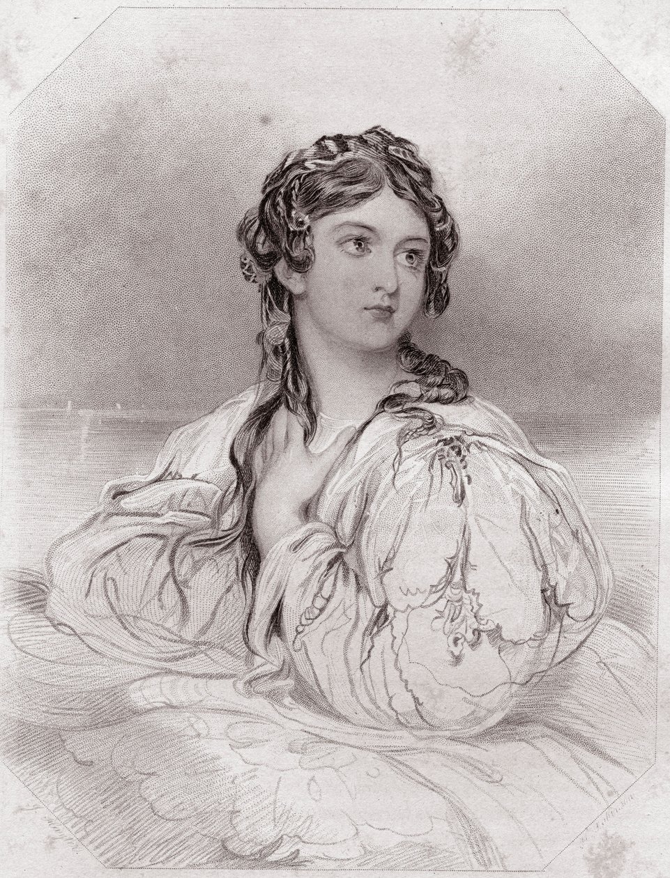 Desdemona, da peça Othello, " Galeria das Mulheres de Shakespeare". de English School