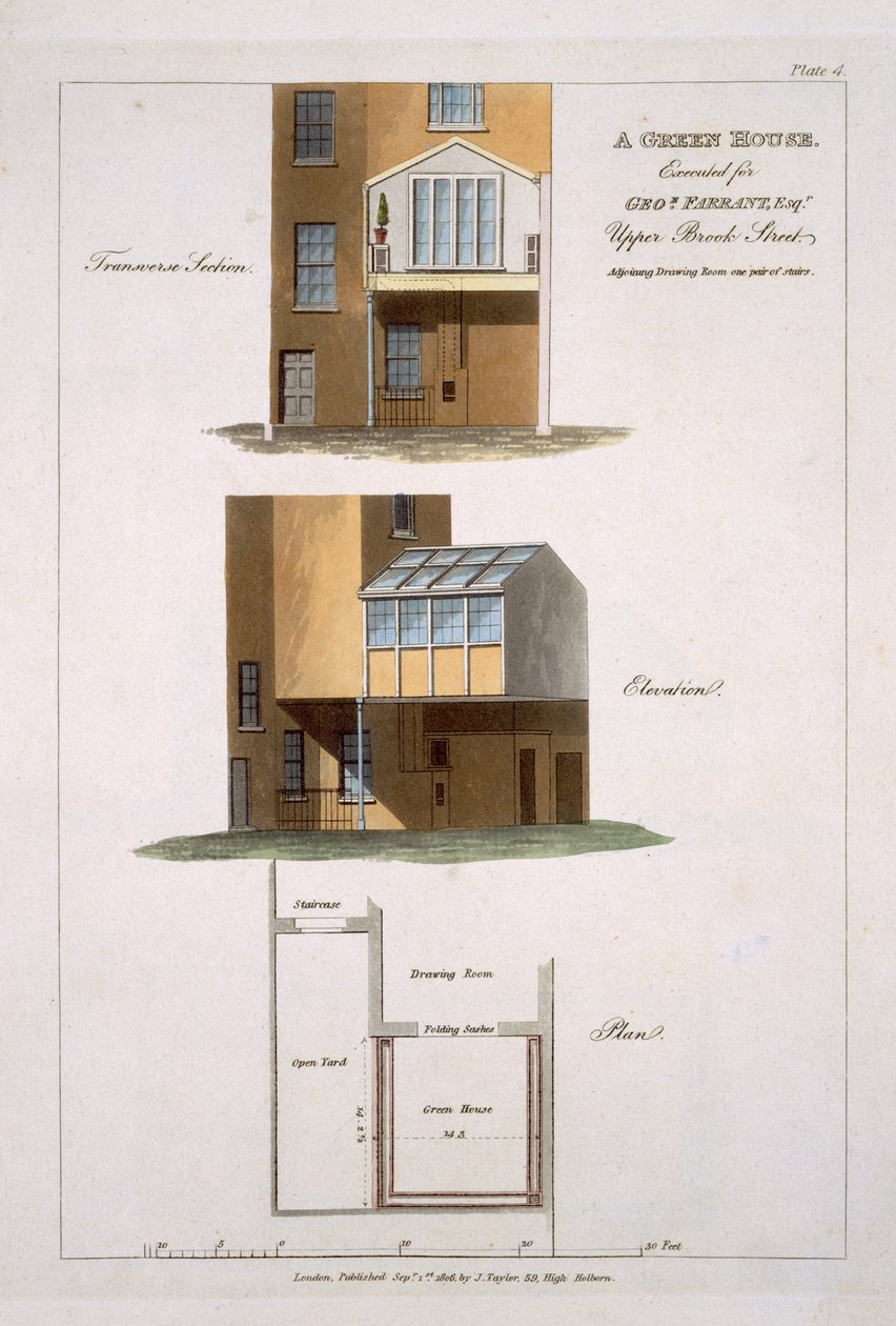 Projeto para uma casa verde, executado por G. Farrant, 1806 de English School