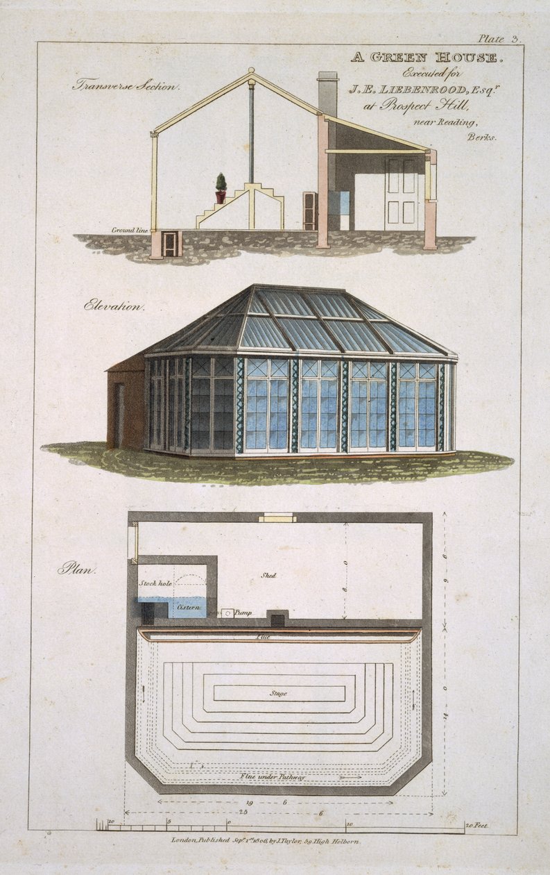 Projeto para uma casa verde executado por J. E Liebenrood em Prospect Hill de English School