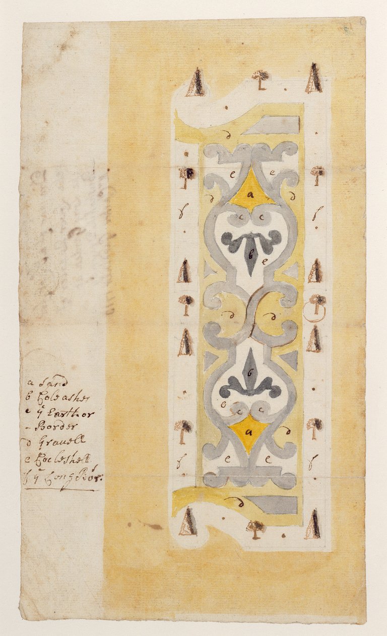 Projeto para um Knot Garden, Bush Hill, perto de Edmonton, Londres, 1713 (wc e caneta e tinta marrom sobre papel) de English School