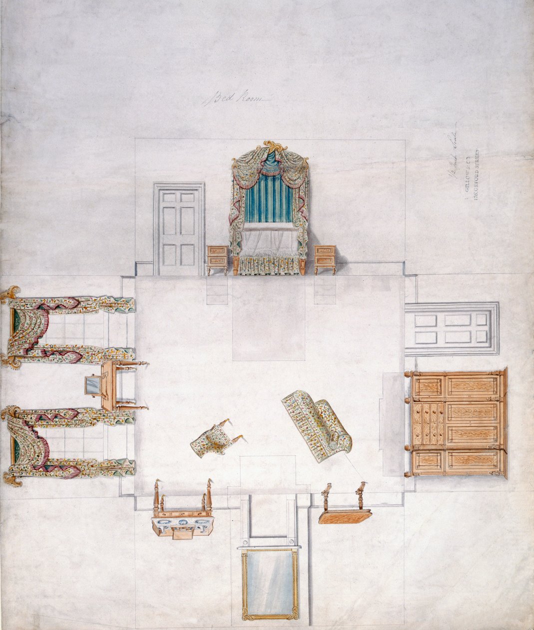 Design para um quarto, da Gillow & Company (wc no papel) de English School