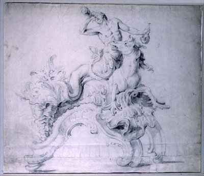 Design para um cão de fogo de bronze dourado, desenhado por Lambert-Sigisbert Adam de English School