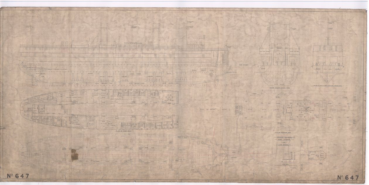 Projeto para o navio de balsa de trem de gelo SS Baikal (tinta sobre papel) de English School