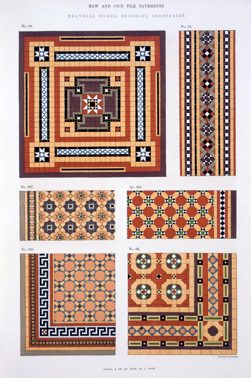 Designs do catálogo de comércio da Maw & Sons Tile Pavements de English School