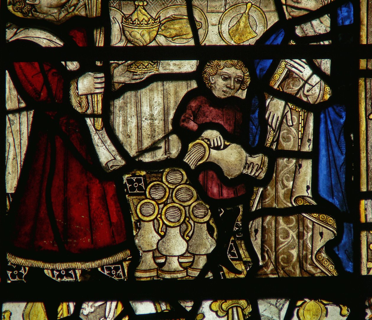 Detalhe de uma janela representando o casamento em Caná de English School