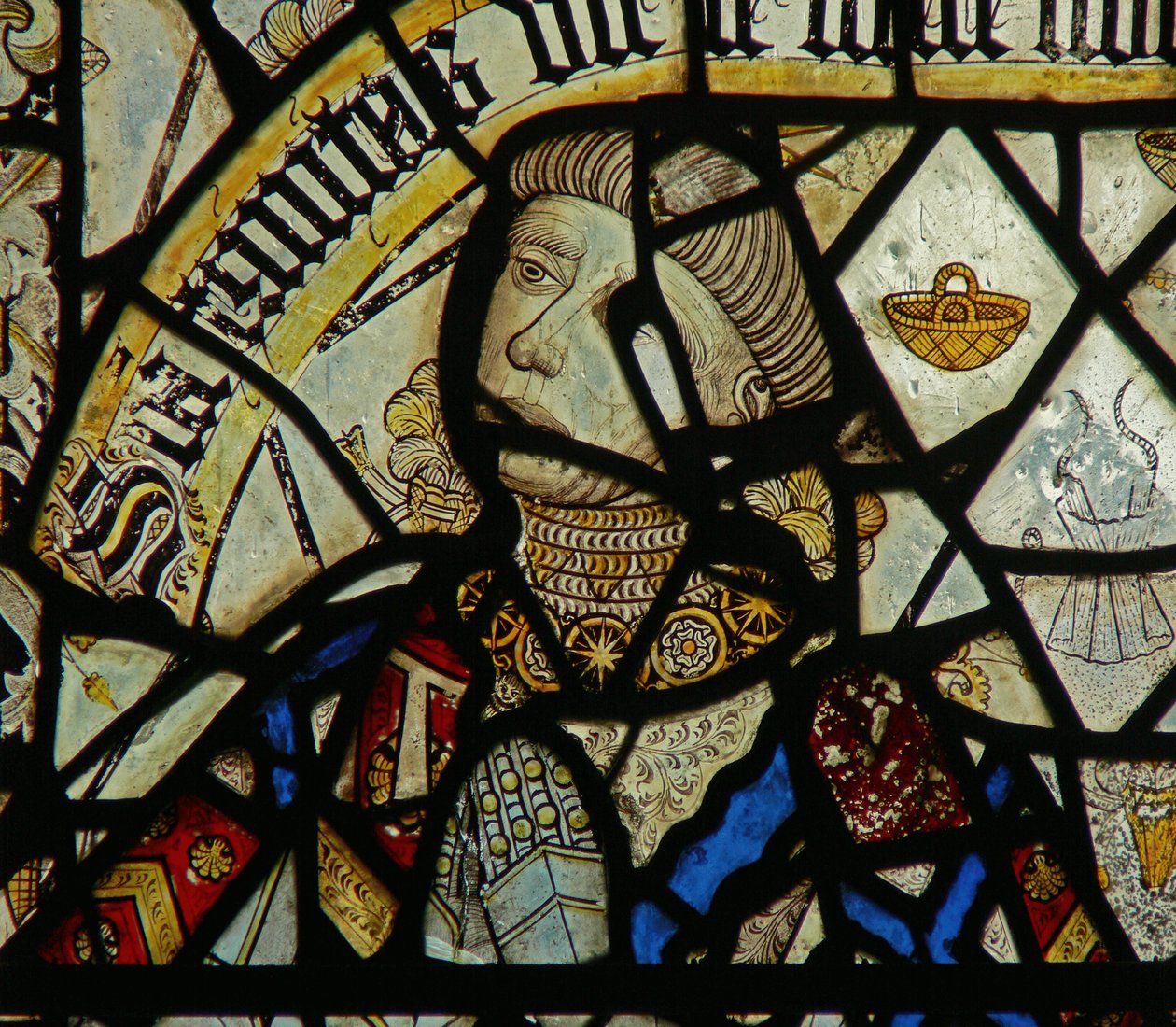 Detalhe de um vitral que representa o doador (vitral) (detalhe de 344929) de English School