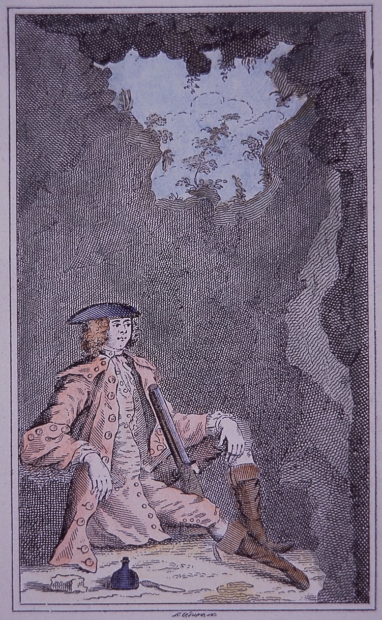 Dick Turpin escondido numa caverna, de Richard Bayes