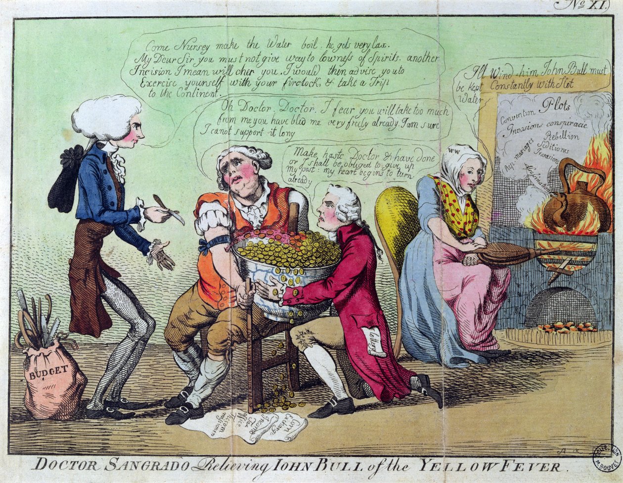 Doutor Sangrado Aliviando John Bull da Febre Amarela de English School