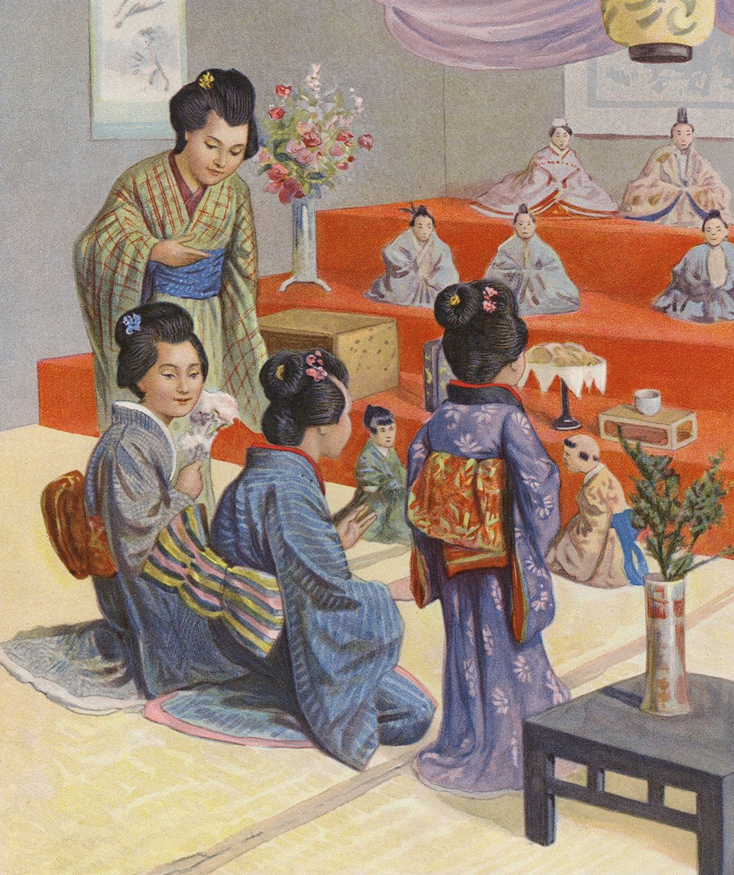 Festival de bonecas no Japão (litografia a cores) de English School