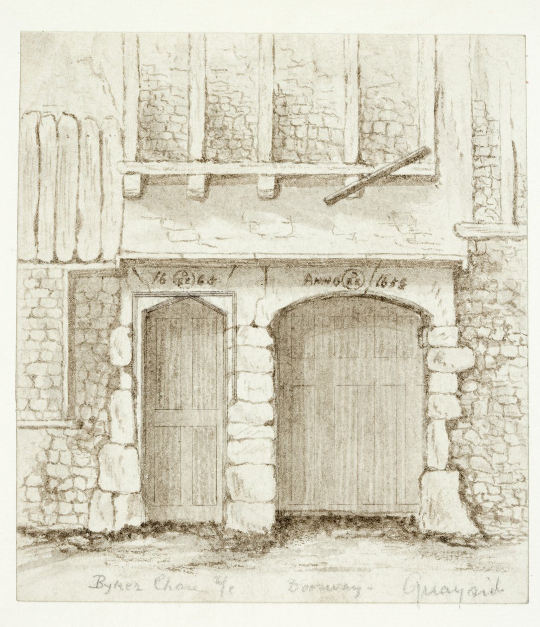 Doorway, Byker Chase, Quayside, Newcastle (tinta sépia no papel) de English School