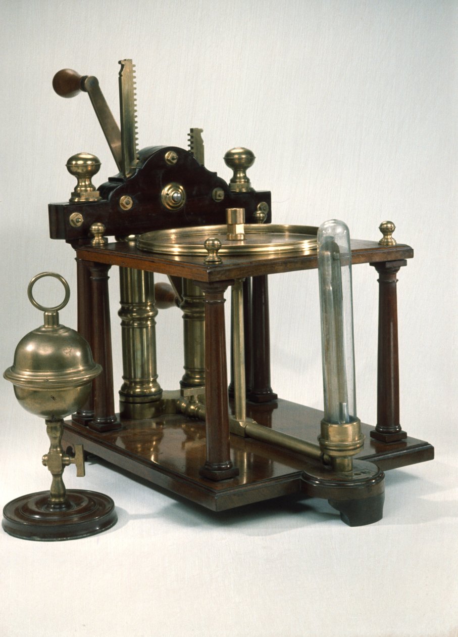 Bomba de ar de cano duplo com hemisférios de Magdeburgo, c.1800 de English School