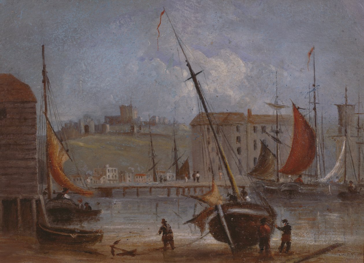 Castelo e Porto de Dover, c.1830 de English School