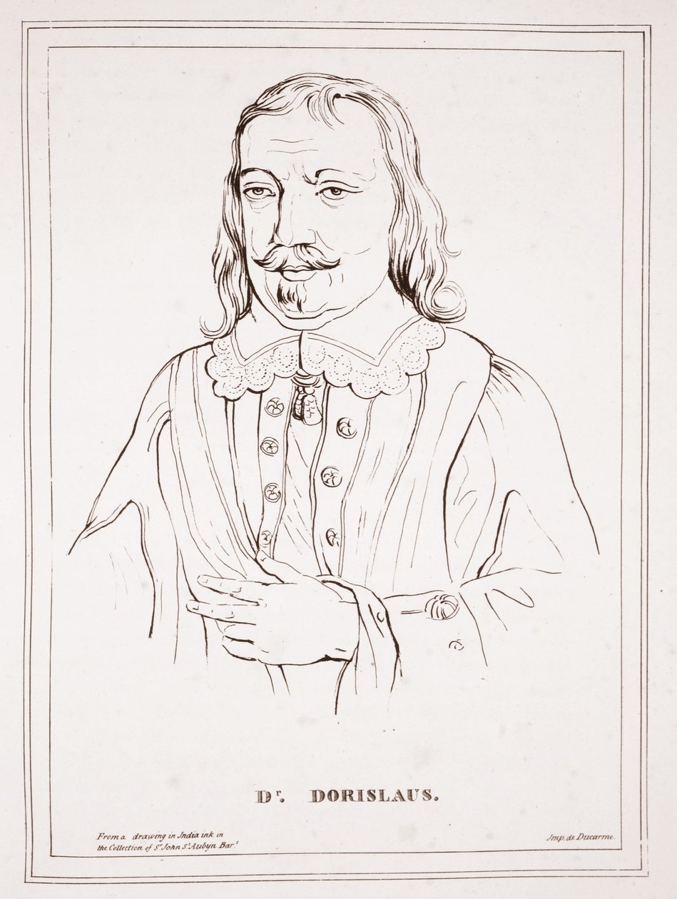 Dr. Dorislaus, de um desenho em tinta da Índia na coleção de St John St Aubyn Bar, imp. de Ducarme de English School