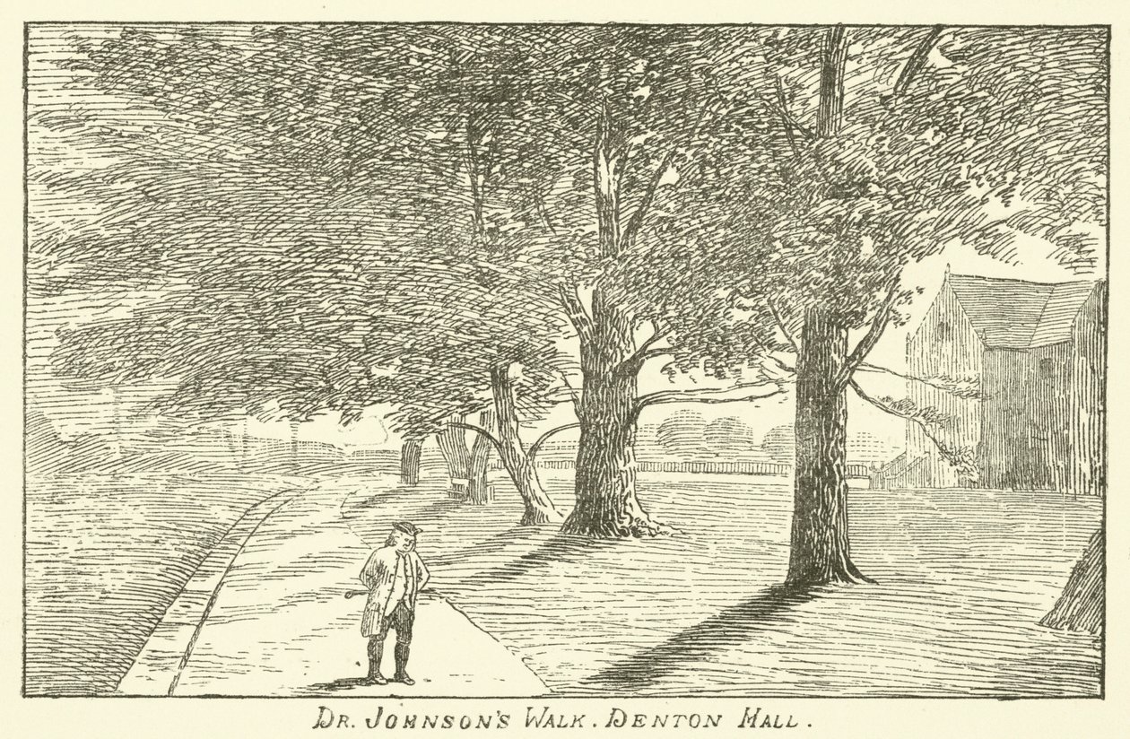 Passeio do Dr. Johnson, Denton Hall (gravura) de English School