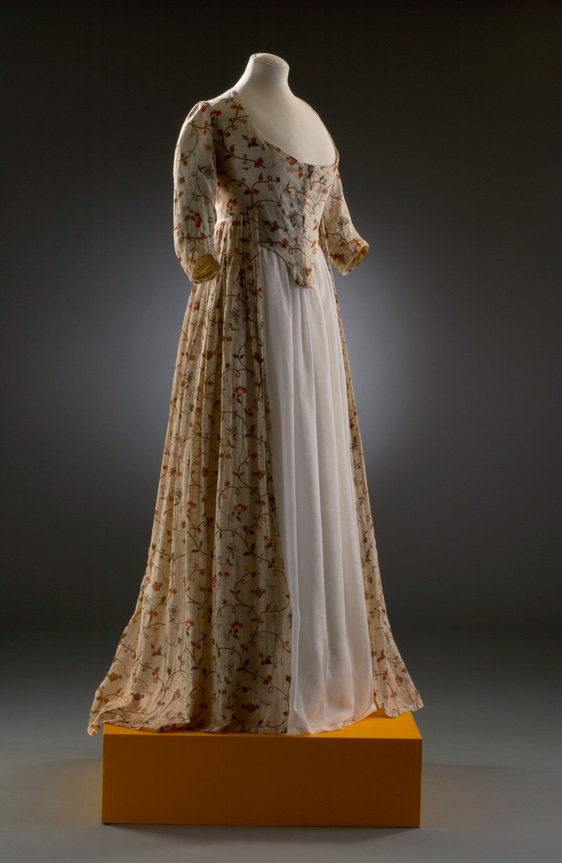 Vestido, 1790 (algodão estampado) de English School