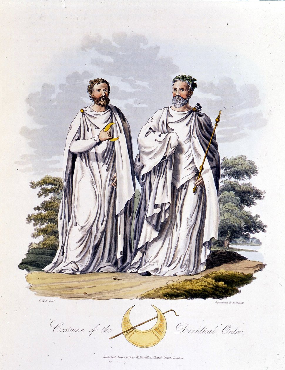 Druidas - em "Celtas e Godos, costumes dos habitantes das Ilhas Britânicas do início do século VI e das nações góticas da costa ocidental do Báltico", por S.R. Meyrick e Ch. Smith de English School