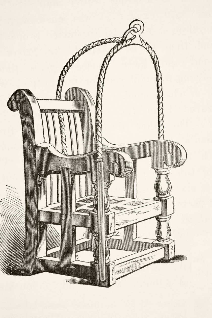 Fezes Ducking usadas no século 15, de "A História Nacional e Doméstica da Inglaterra" por William Hickman Smith Aubrey (1858-1916) publicaram Londres, c.1890 de English School