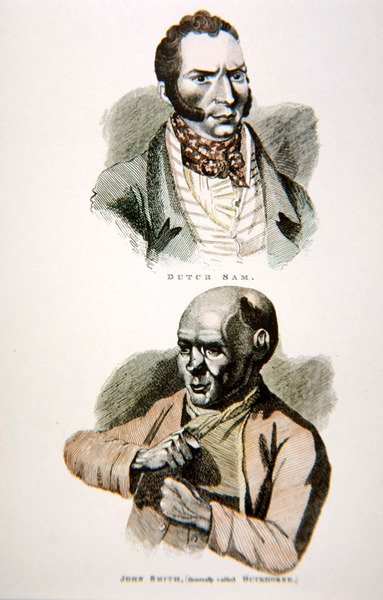 Dutch Sam e John Smith, de uma estampa publicada em 1812 (cor litho) de English School