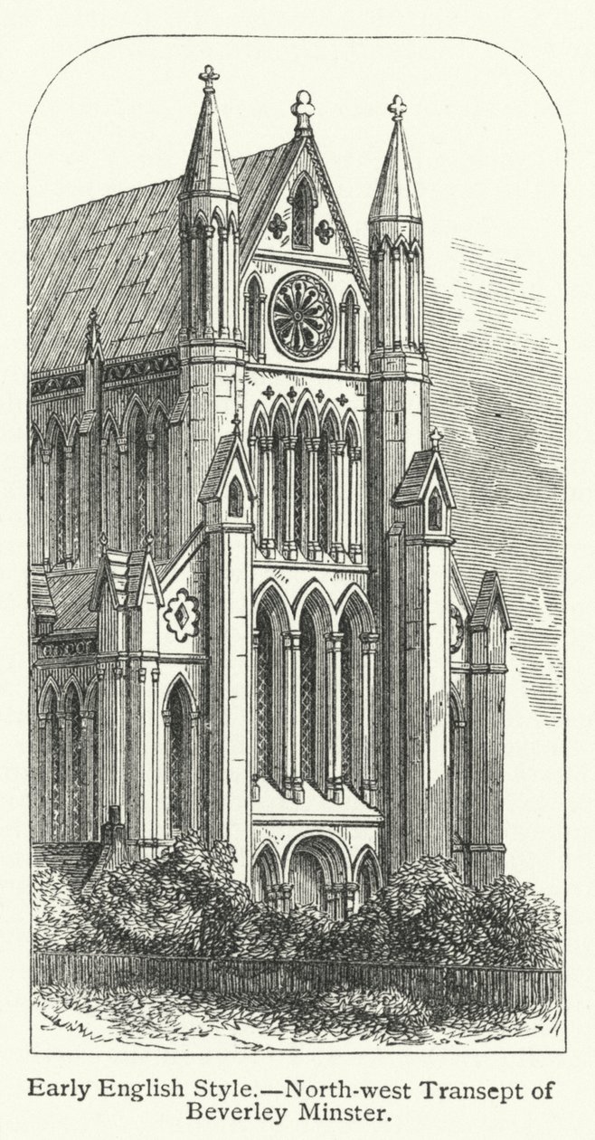 Estilo inglês antigo, transepto noroeste da catedral de Beverley (gravura) de English School