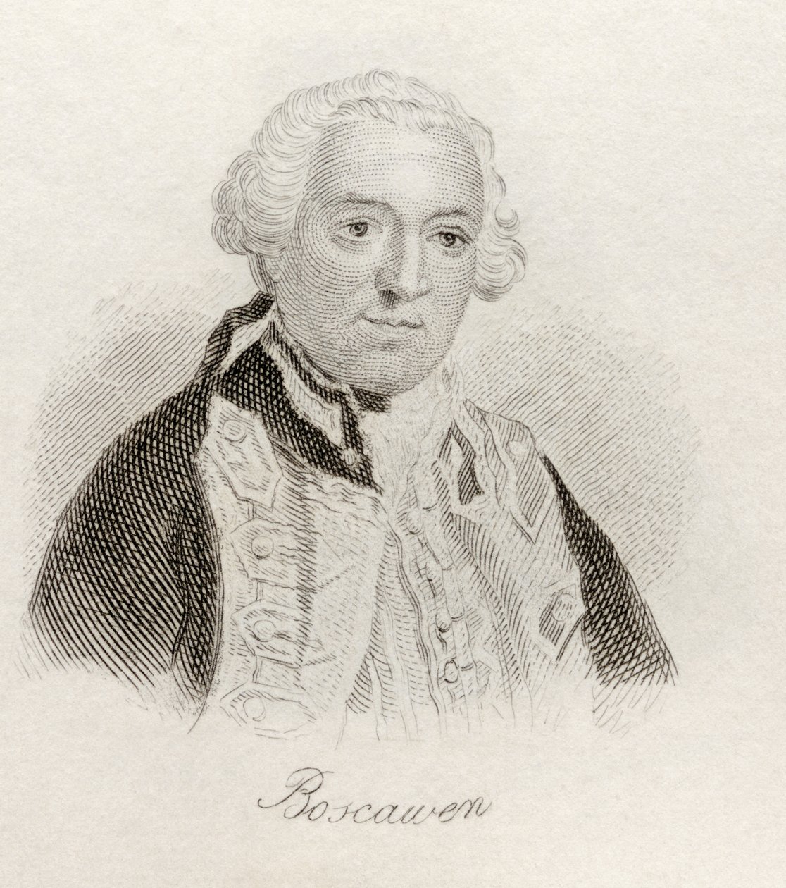 Edward Boscawen, do &39;Crabb&39;s Historical Dictionary&39;, publicado em 1825 de English School
